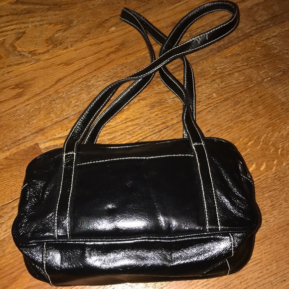 Black Vinyl Shoulder Bag - Picture 3 of 8